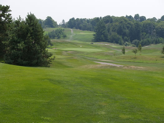 View looking back from the first tee towards the seventh green and the eighth fairway in the distance